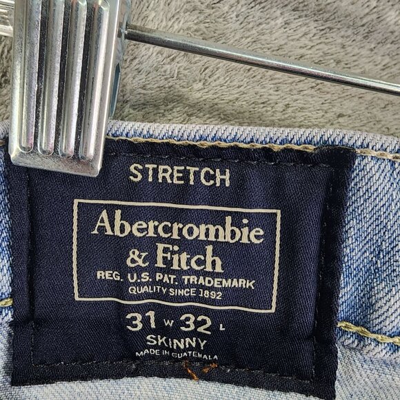 Mens Abercrombie & Fitch Skinny Denim Blue Jeans Cotton Stretch Size 31x32 - Picture 5 of 11